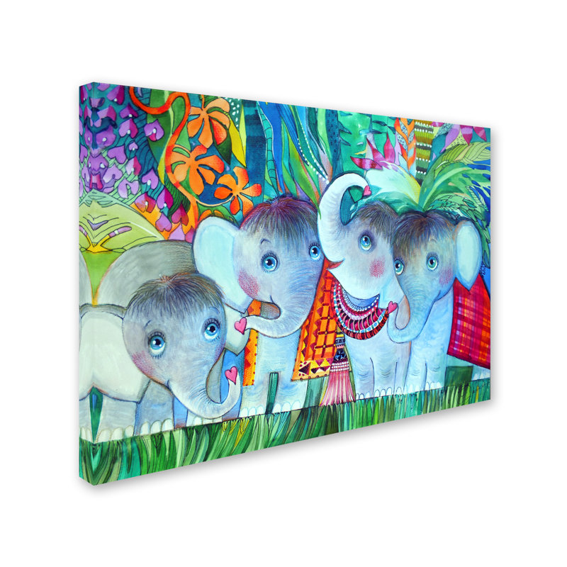 Zoomie Kids 'Baby Elephant' Print on Wrapped Canvas Wayfair